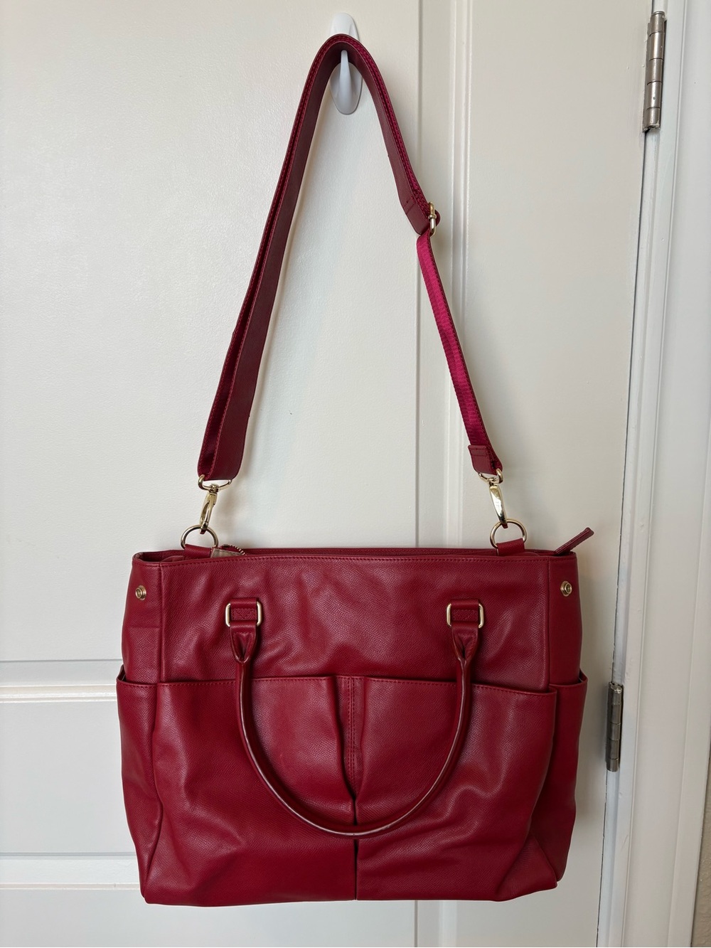 Levenger Red Tote Bag with Adjustable Shoulder Strap